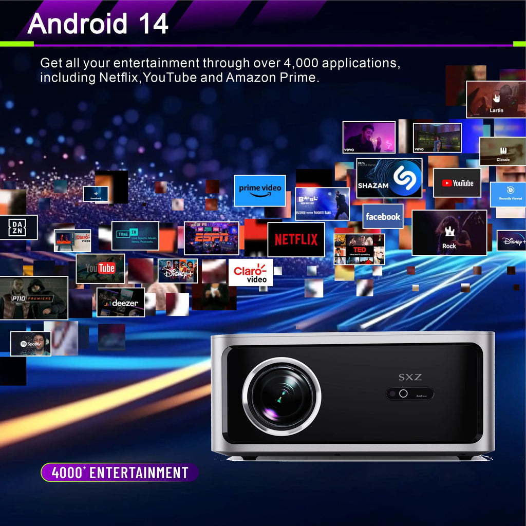 8K Android Smart TV Projector 1000ANSI High Lumens Digital Wifi Proyector 1080P Full HD