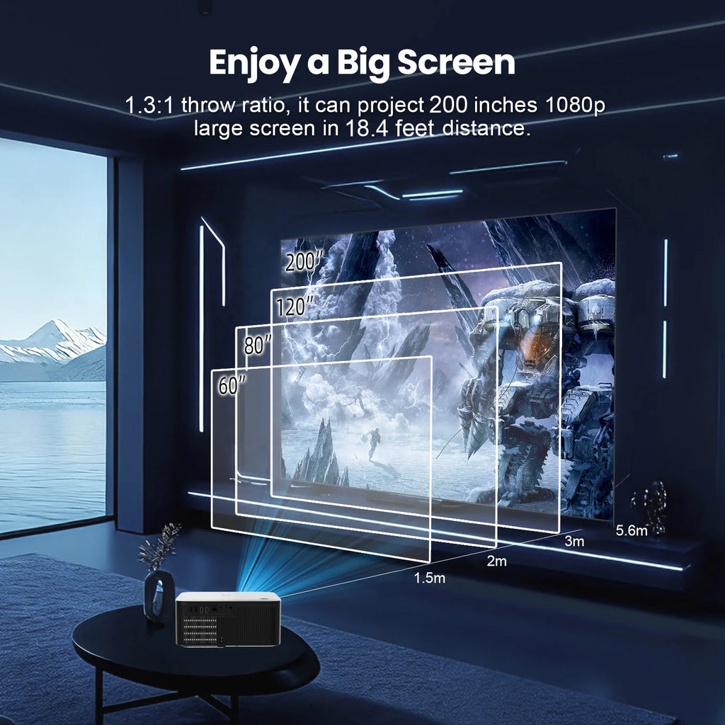 8K Android Smart TV Projector 1000ANSI High Lumens Digital Wifi Proyector 1080P Full HD