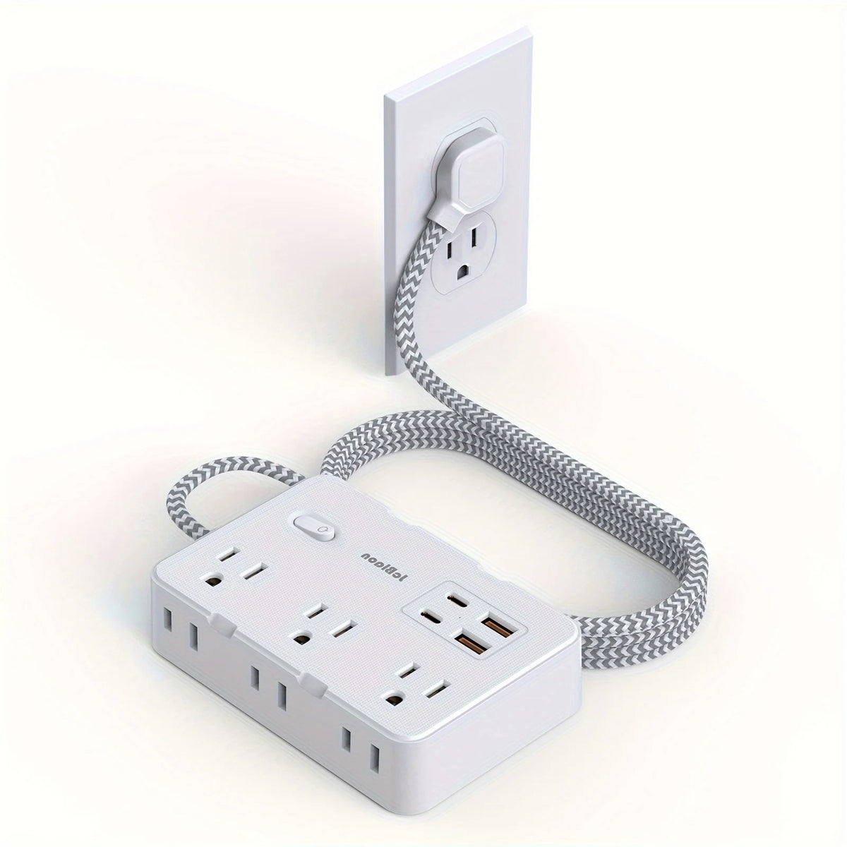 US Plug AC Outlet Multiprise Power Strip Braided Extension Cord Smart Home Electrical Socket Network Filter USB Type-C Charging