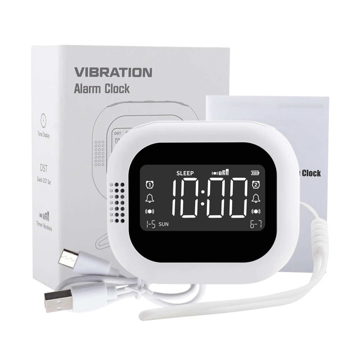 LED Display Vibration Alarm Clock Rechargeable White Noise Natural Sound Multifunctional Clock Student Strong Wake-up Artifact