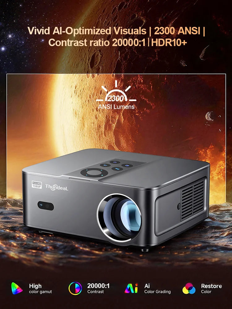 ThundeaL Portable 1080P Full HD 4K Projector TD98Mini Android WiFi Beam Projector HIFI Speaker Home Theater Projector For Movies