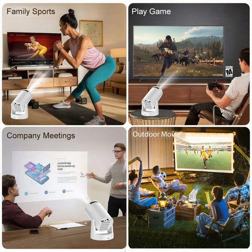 Portable Mini Projector Support 4K Video Playback HD Features Quick Focus For Family Gatherings Office Smart Home Projector