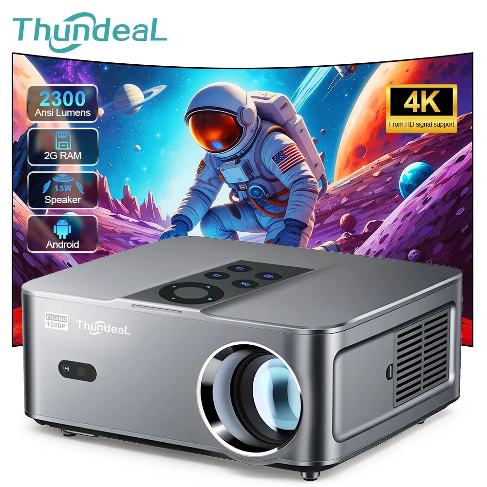ThundeaL Portable 1080P Full HD 4K Projector TD98Mini Android WiFi Beam Projector HIFI Speaker Home Theater Projector For Movies
