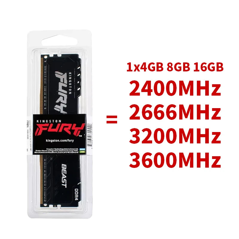 DDR4 Kingston BEAST RAM 3200MHz 2666MHz 3600 2400MHz 8GB 16GB 4GB Gaming Desktop Memory PC4-25600 PC4-19200 288Pin DIMM DDR4 RAM