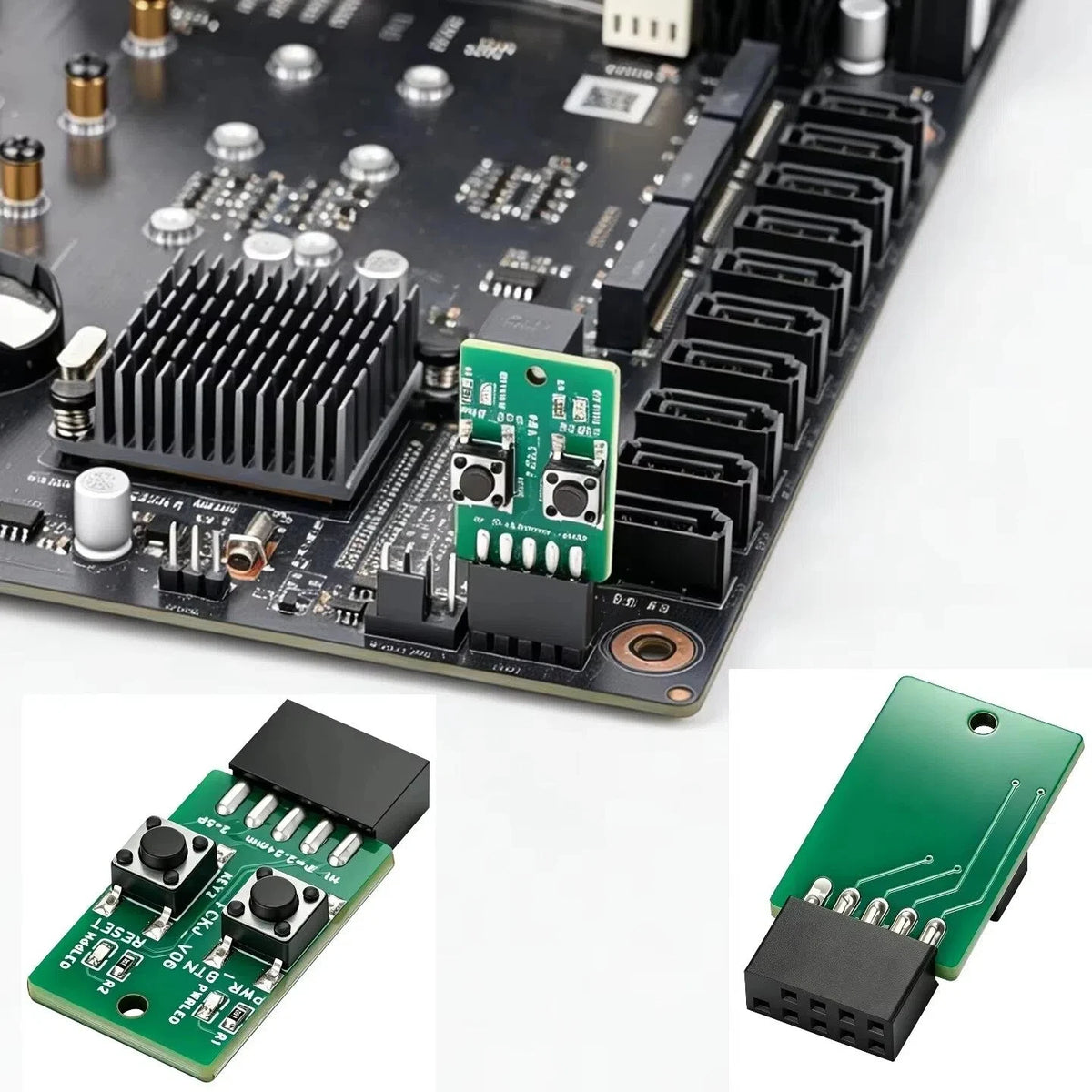 PC Power Reset Switch External Module 9Pin Motherboard Header Power LED HDD Indicator for Computer Case Test Board Repair DIY