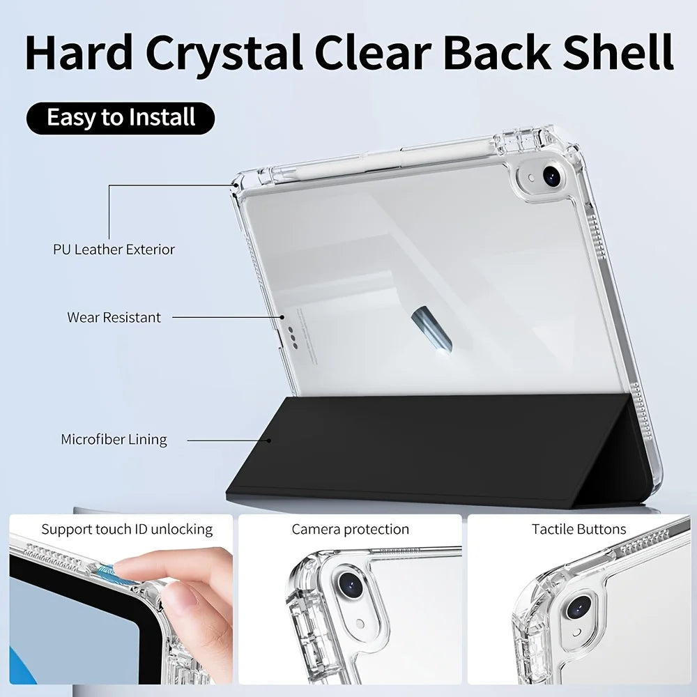 Case For iPad 2025 A16 Air Pro 5 6 7 8 9 10th 11th Generation Clear Acrylic Case 8.3 9.7 10.2 10.5 10.9 11 12.9 13 inch Cover